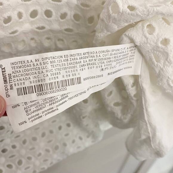 ZARA White Eyelet Sleeveless Embroidered Dress S cottage EUC‎ - Picture 15 of 15